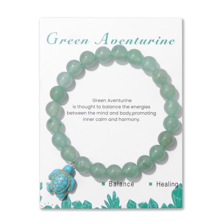 Pulsera con colgante de tortuga turquesa y piedra natural de Olivenorma 