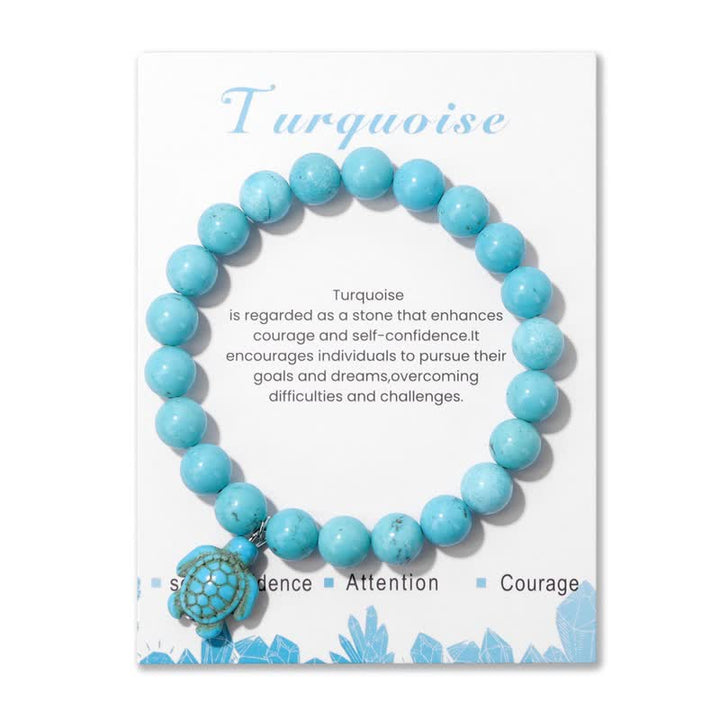 Pulsera con colgante de tortuga turquesa y piedra natural de Olivenorma 