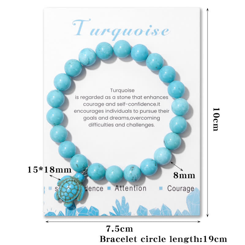 Pulsera con colgante de tortuga turquesa y piedra natural de Olivenorma 