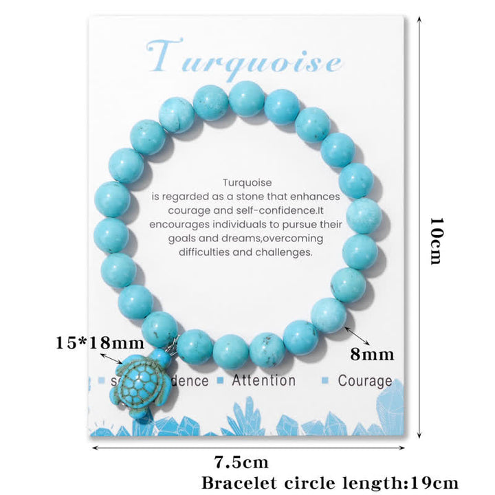 Pulsera con colgante de tortuga turquesa y piedra natural de Olivenorma 