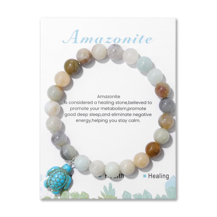 Pulsera con colgante de tortuga turquesa y piedra natural de Olivenorma 