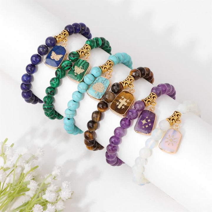 Pulsera con colgante estampado de cuentas de piedra natural de Olivenorma 