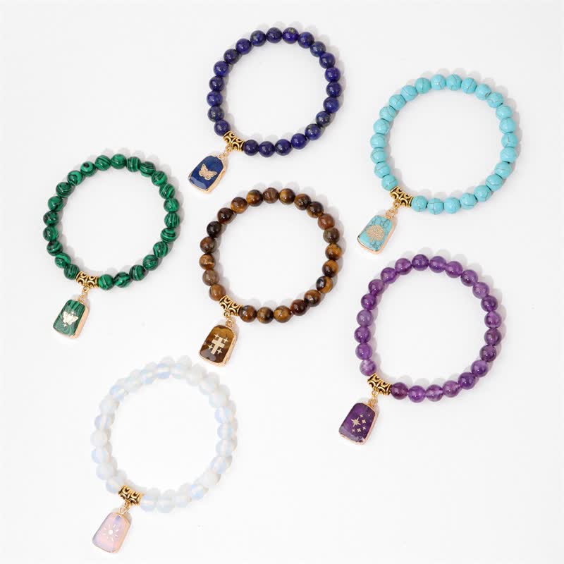 Pulsera con colgante estampado de cuentas de piedra natural de Olivenorma 