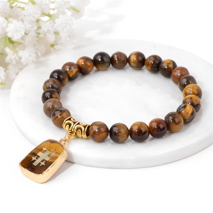 Pulsera con colgante estampado de cuentas de piedra natural de Olivenorma 