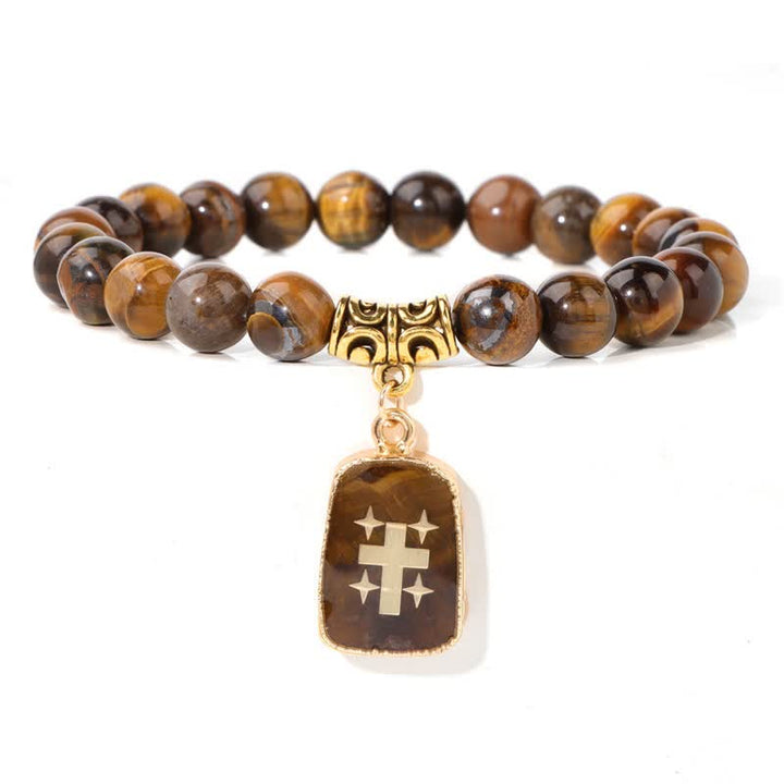 Pulsera con colgante estampado de cuentas de piedra natural de Olivenorma 