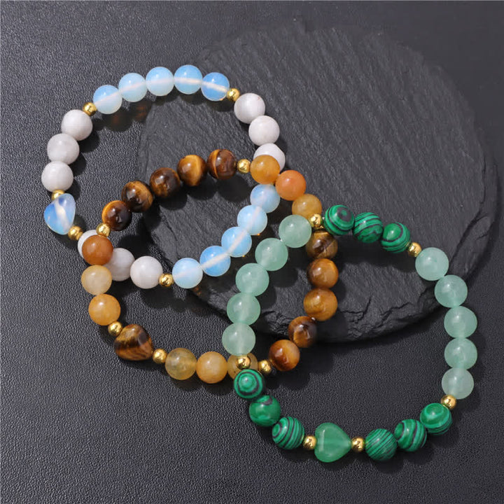 Pulsera de cuentas de corazón de piedra natural Olivenorma