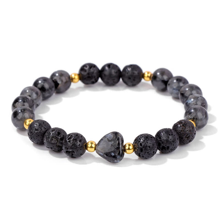 Pulsera de cuentas de corazón de piedra natural Olivenorma