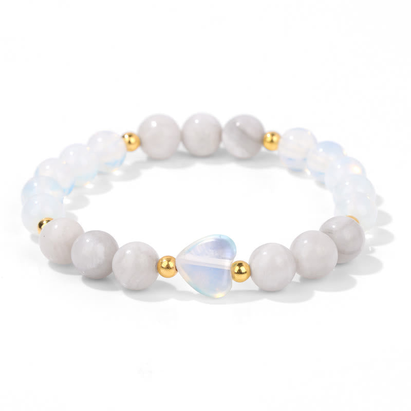 Pulsera de cuentas de corazón de piedra natural Olivenorma