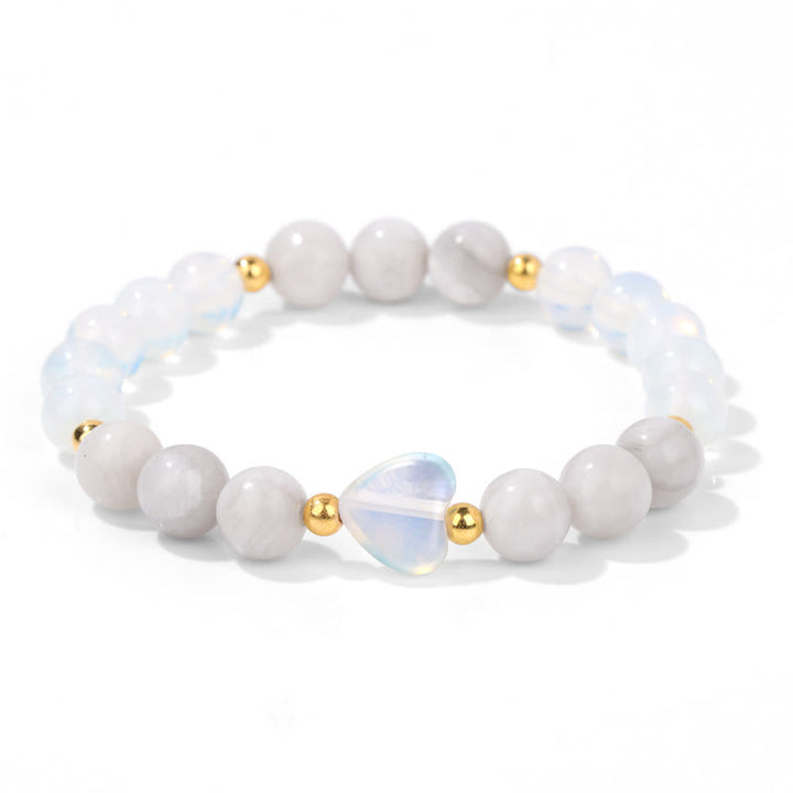 Pulsera de cuentas de corazón de piedra natural Olivenorma