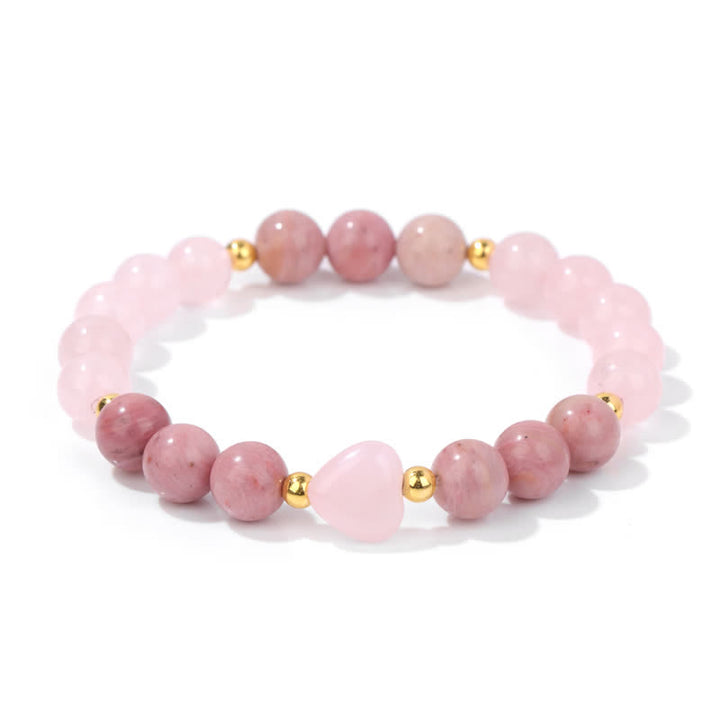 Pulsera de cuentas de corazón de piedra natural Olivenorma