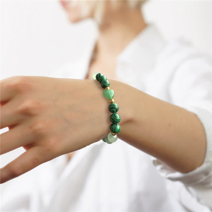 Pulsera de cuentas de corazón de piedra natural Olivenorma