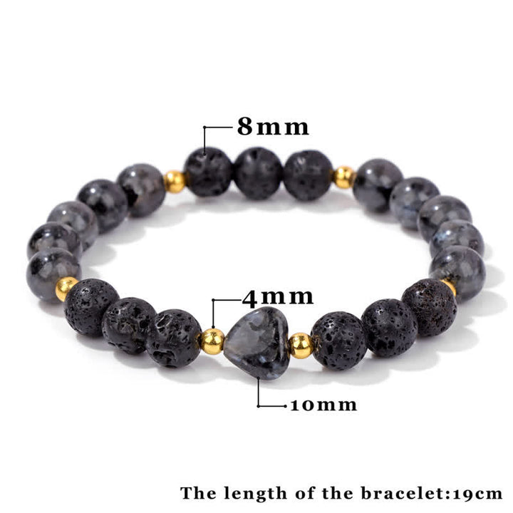 Pulsera de cuentas de corazón de piedra natural Olivenorma