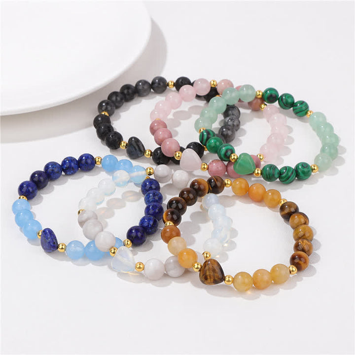 Pulsera de cuentas de corazón de piedra natural Olivenorma