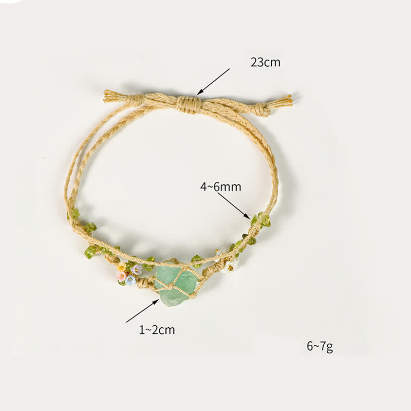 Pulsera trenzada de piedra única de cristal natural Olivenorma