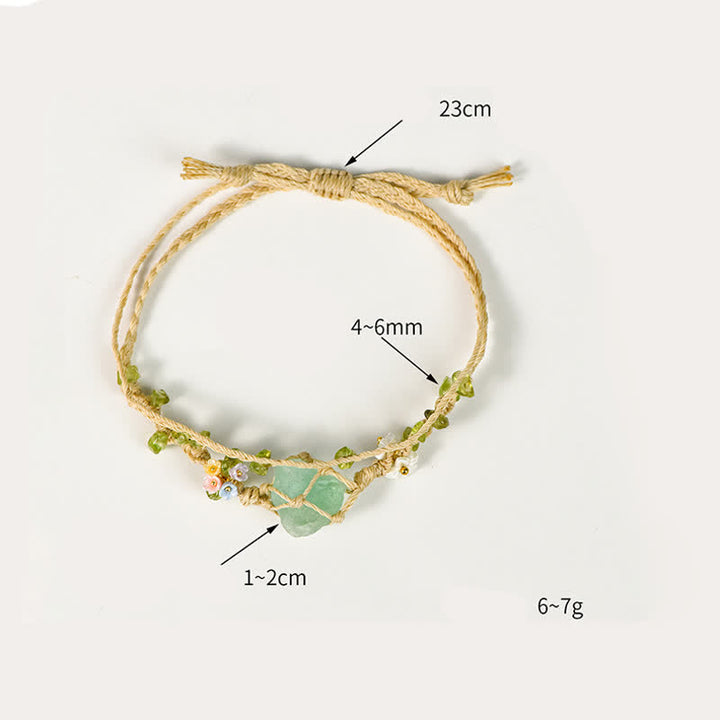 Pulsera trenzada de piedra única de cristal natural Olivenorma