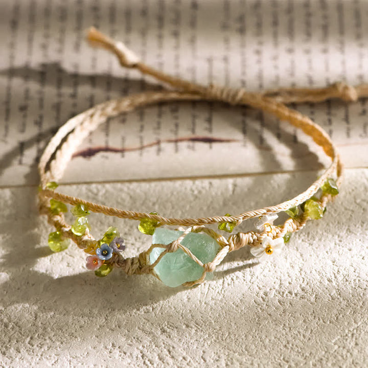 Pulsera trenzada de piedra única de cristal natural Olivenorma
