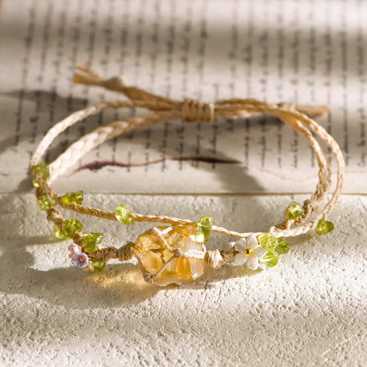 Pulsera trenzada de piedra única de cristal natural Olivenorma