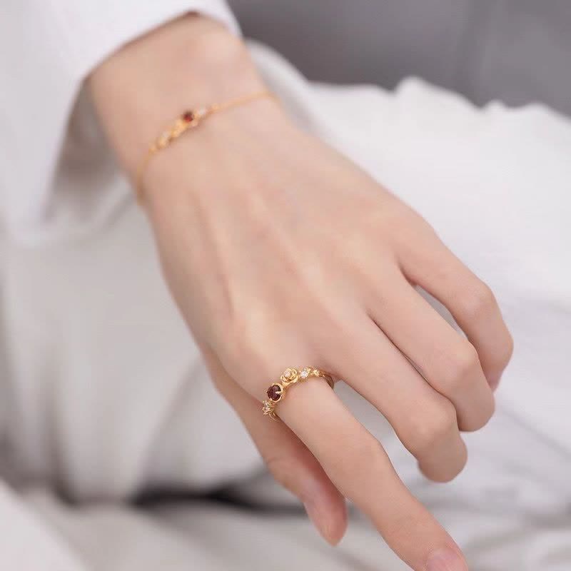Anillo de granate y moissanita rosa "Venus Rose" de Olivenorma