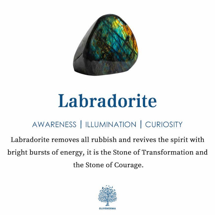 Pulsera larga de cuentas de cristal con piedra natural de Olivenorma
