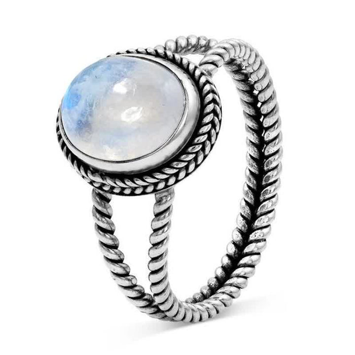 Anillo de piedra lunar natural de marquesa de Olivenorma