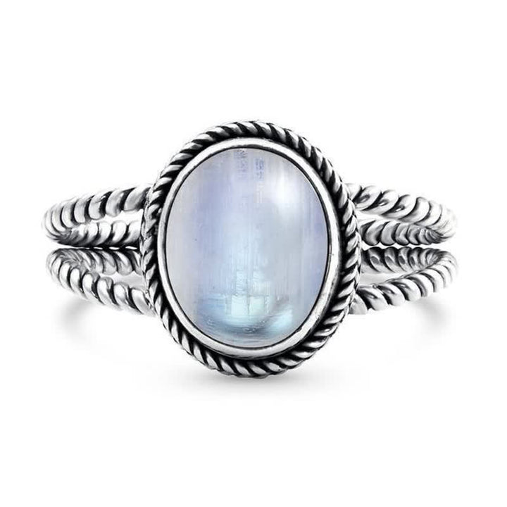 Anillo de piedra lunar natural de marquesa de Olivenorma