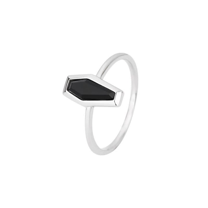 Anillo de ataúd de obsidiana natural de estilo oscuro de Olivenorma