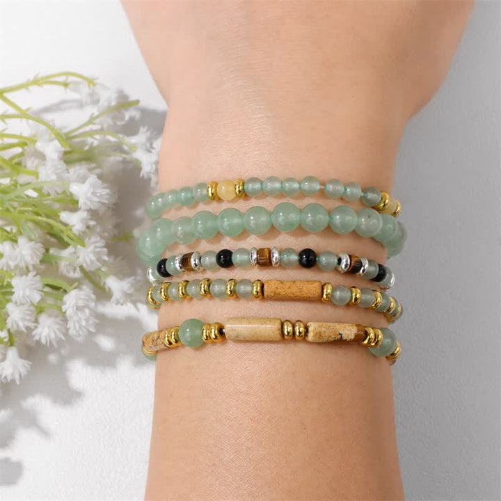 Pulsera de 5 piezas con cuentas de piedra de 4 mm de Olivenorma 