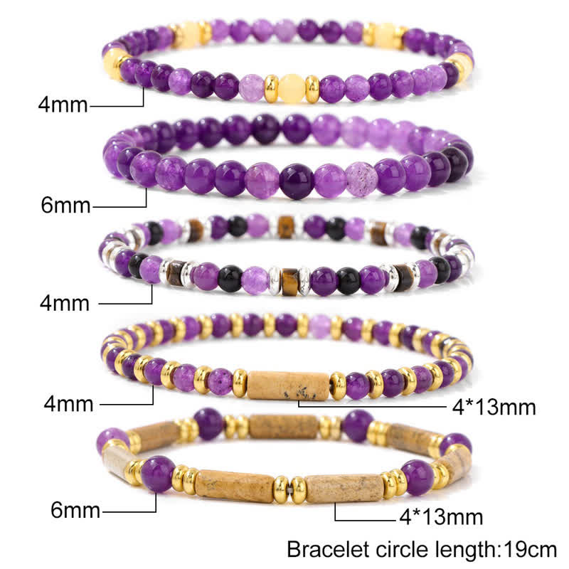 Pulsera de 5 piezas con cuentas de piedra de 4 mm de Olivenorma 