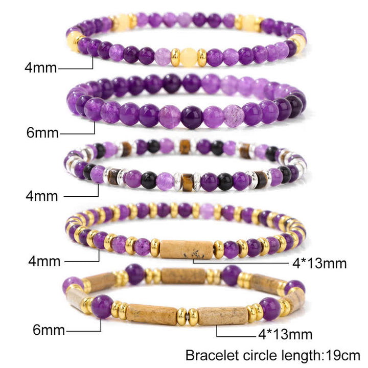 Pulsera de 5 piezas con cuentas de piedra de 4 mm de Olivenorma 