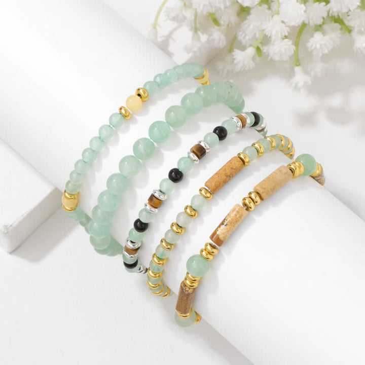 Pulsera de 5 piezas con cuentas de piedra de 4 mm de Olivenorma 