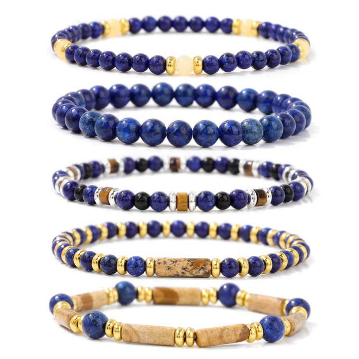 Pulsera de 5 piezas con cuentas de piedra de 4 mm de Olivenorma 