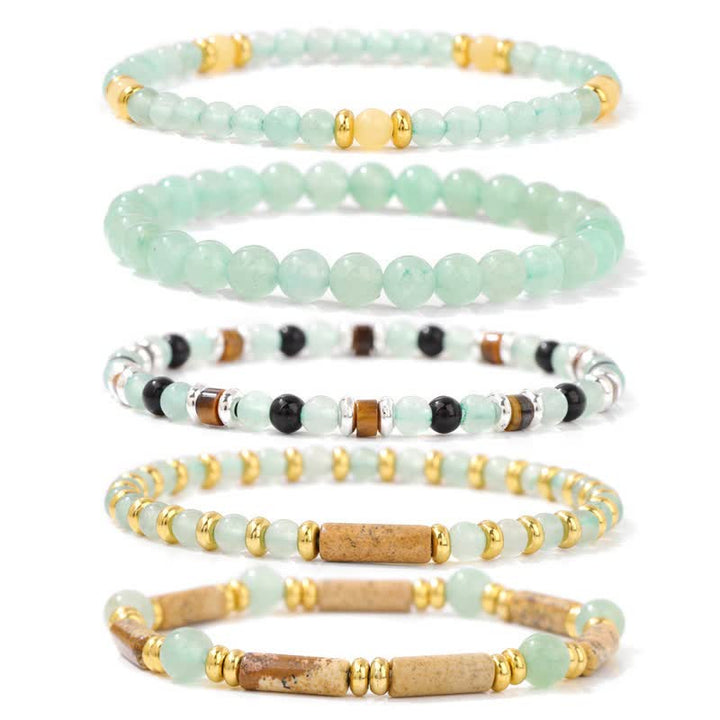 Pulsera de 5 piezas con cuentas de piedra de 4 mm de Olivenorma 