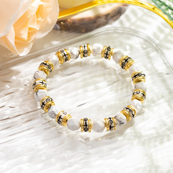 Pulsera de cuentas de rodillos de piedra facetada natural de Olivenorma 