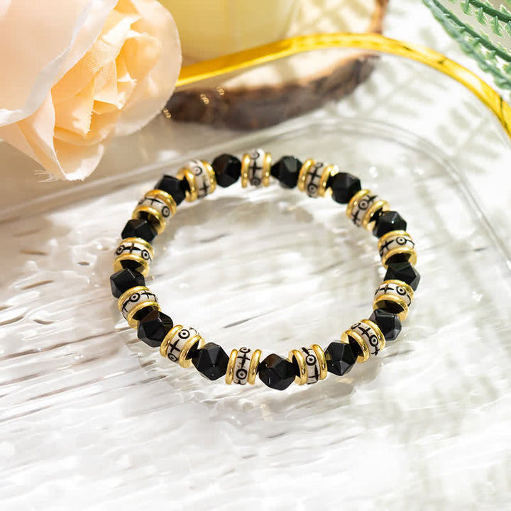 Pulsera de cuentas de rodillos de piedra facetada natural de Olivenorma 