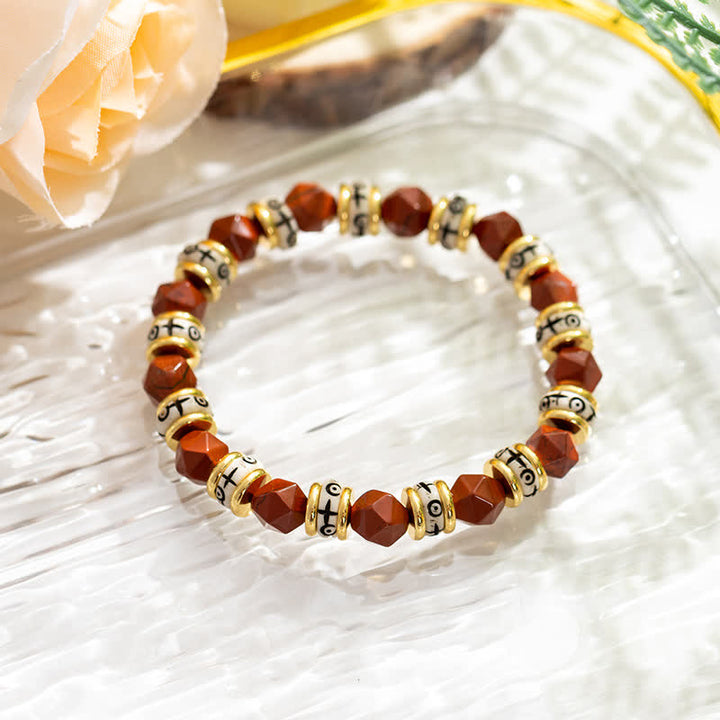 Pulsera de cuentas de rodillos de piedra facetada natural de Olivenorma 