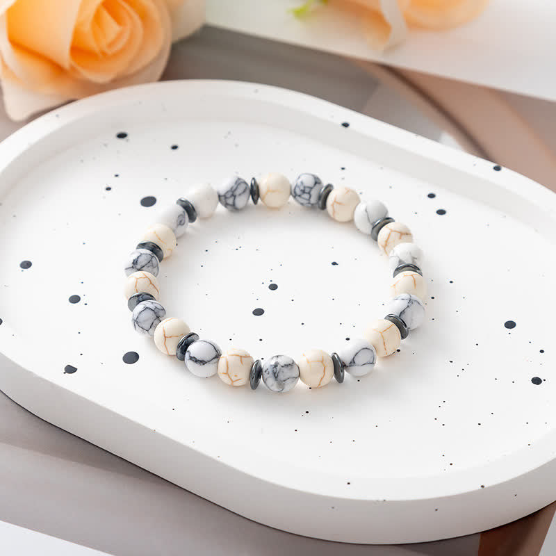 Pulsera de cuentas con placa de metal y árbol de la vida de piedra natural de Olivenorma 