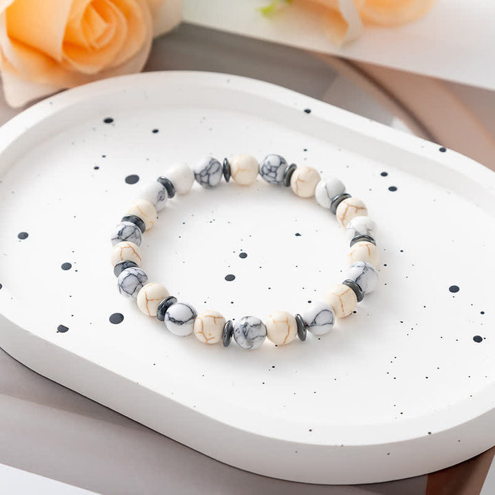 Pulsera de cuentas con placa de metal y árbol de la vida de piedra natural de Olivenorma 