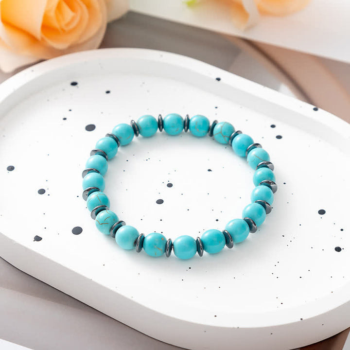 Pulsera de cuentas con placa de metal y árbol de la vida de piedra natural de Olivenorma 