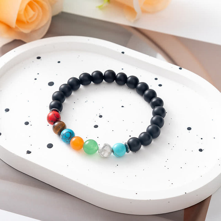 Pulsera de cuentas con placa de metal y árbol de la vida de piedra natural de Olivenorma 