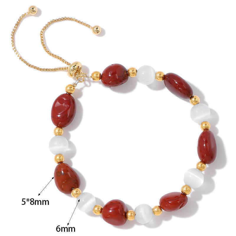 Pulsera de cuentas de cristal irregulares naturales con piedra de ojo de gato de Olivenorma 