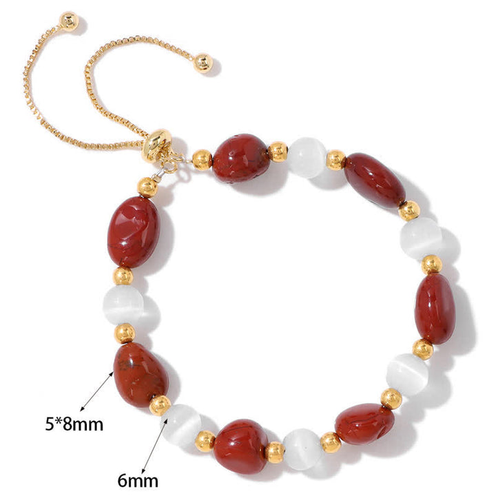 Pulsera de cuentas de cristal irregulares naturales con piedra de ojo de gato de Olivenorma 