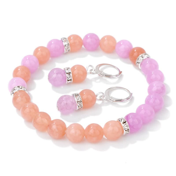 Pulsera y pendientes con cuentas de cristal natural de Olivenorma