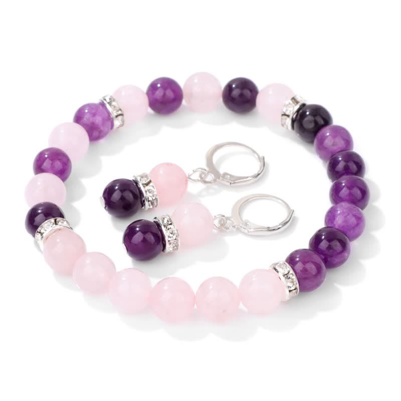 Pulsera y pendientes con cuentas de cristal natural de Olivenorma