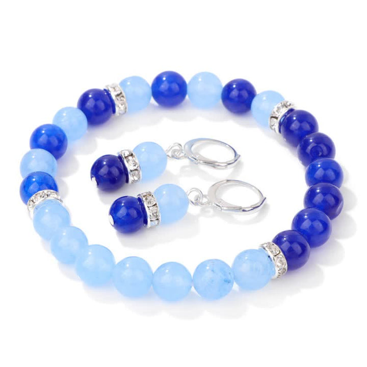 Pulsera y pendientes con cuentas de cristal natural de Olivenorma