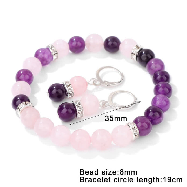 Pulsera y pendientes con cuentas de cristal natural de Olivenorma