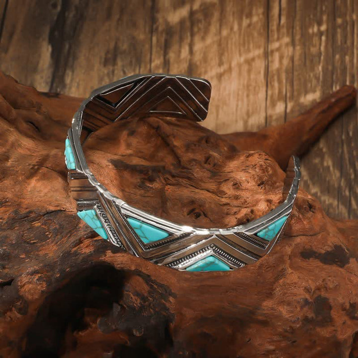 Pulsera abierta de aleación turquesa de Bohemia de Olivenorma