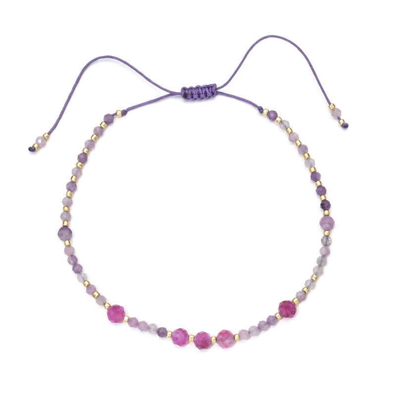 Pulsera con cordón de cuentas finas de amatista natural de Olivenorma 