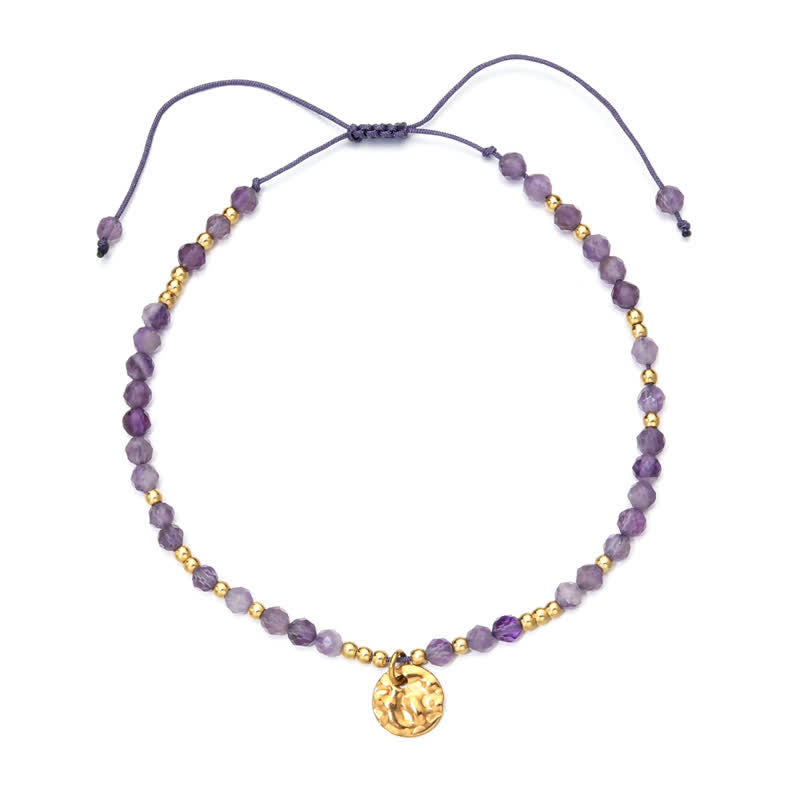 Pulsera con cordón de cuentas finas de amatista natural de Olivenorma 