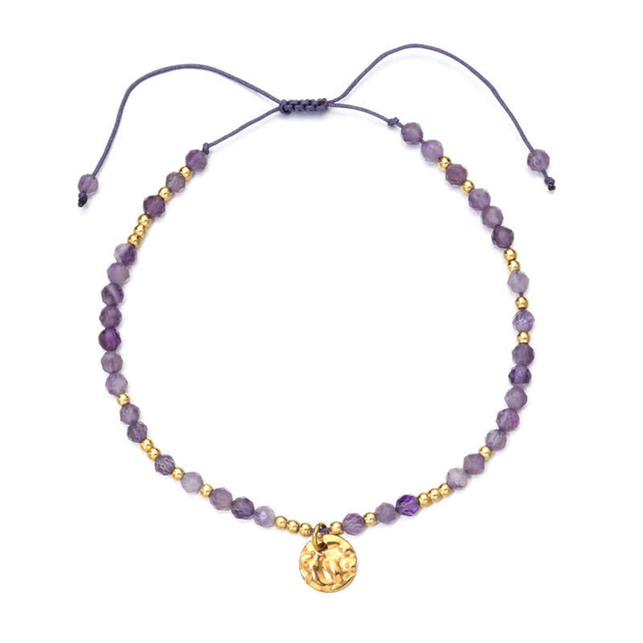 Pulsera con cordón de cuentas finas de amatista natural de Olivenorma 