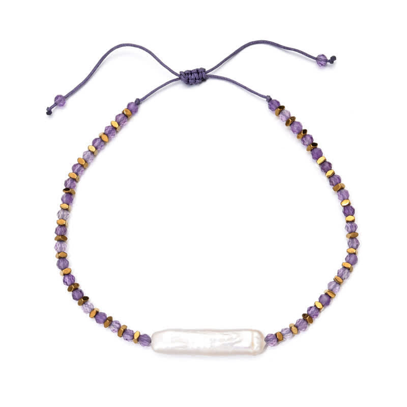 Pulsera con cordón de cuentas finas de amatista natural de Olivenorma 